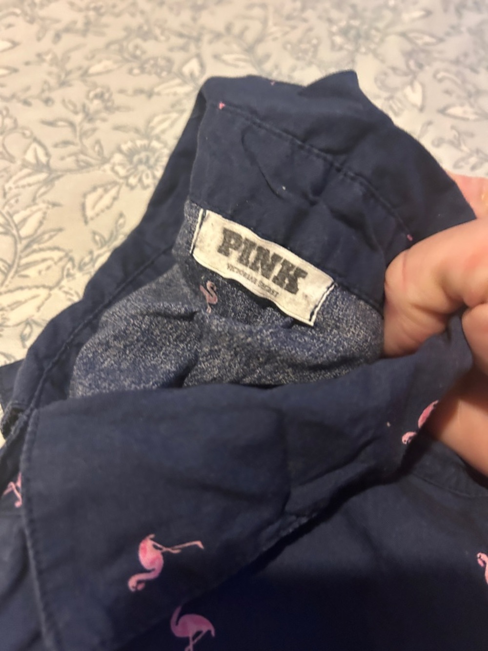 Navy Pink Flamingo Button-Up Shirt & Striped Bikini Set - Picture 10 of 11
